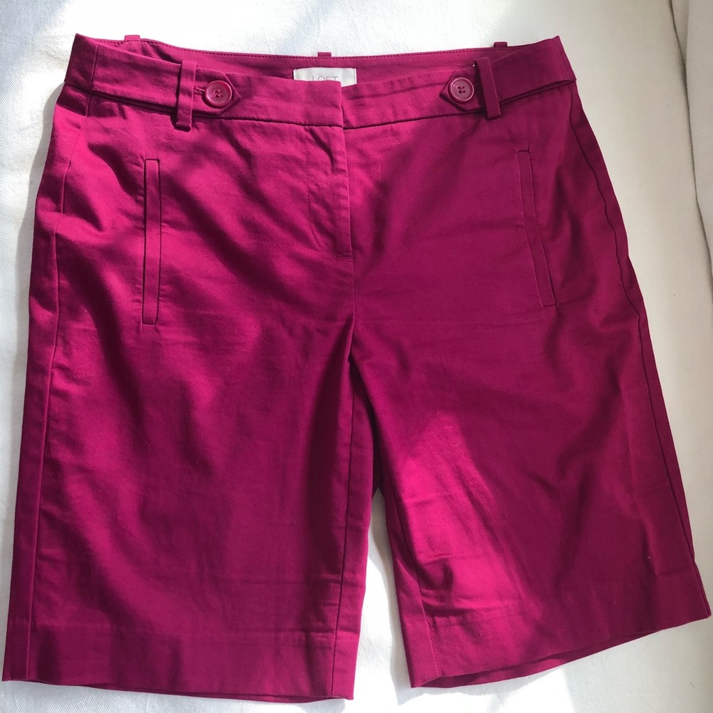 LOFT Berry Colored Bermuda Shorts